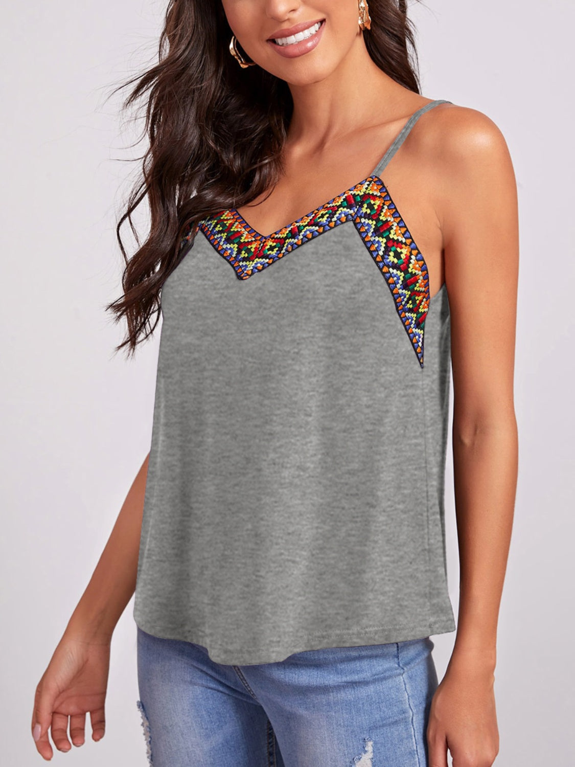 Geometric Print V-Neck Cami