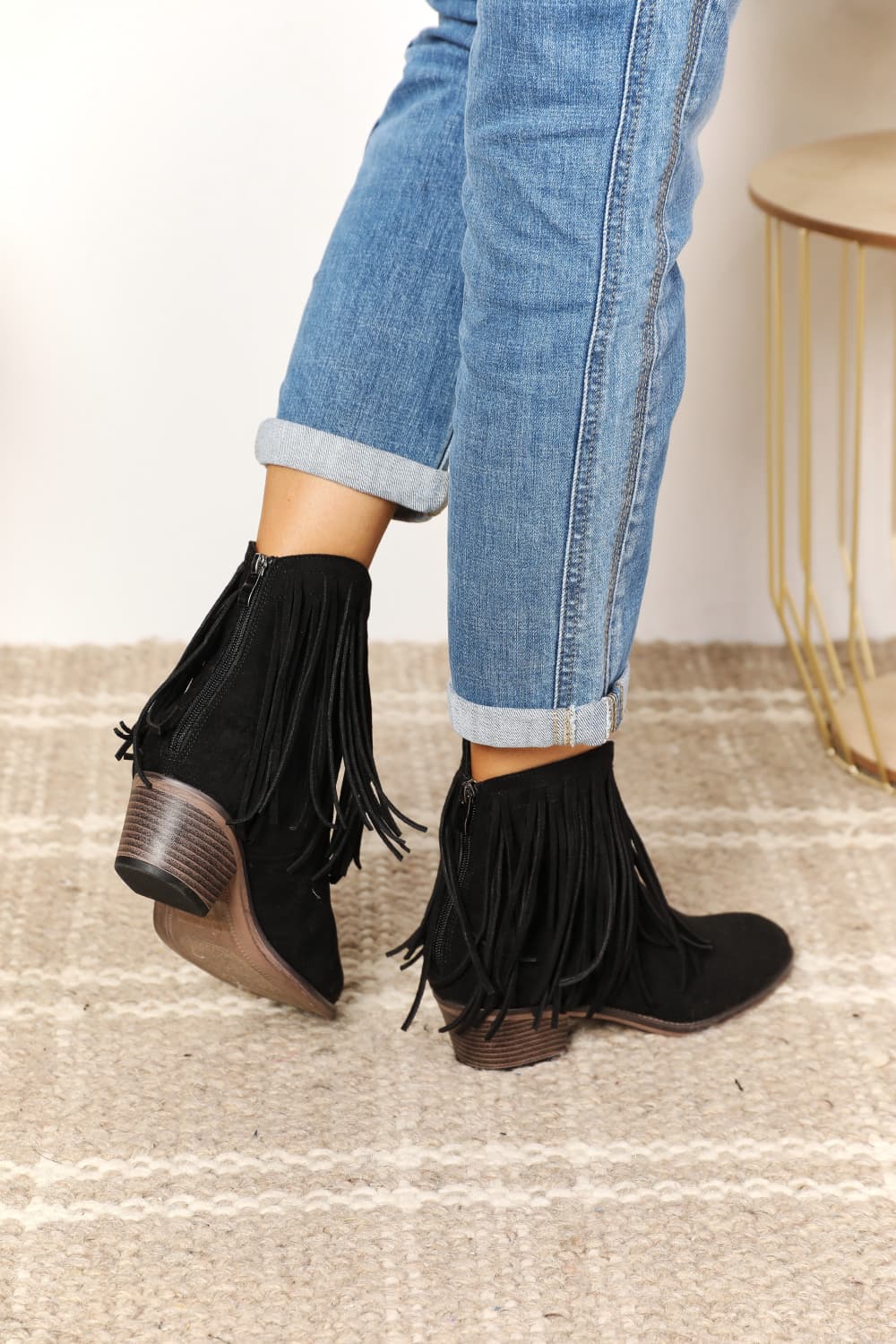Fringe Western Ankle Boots