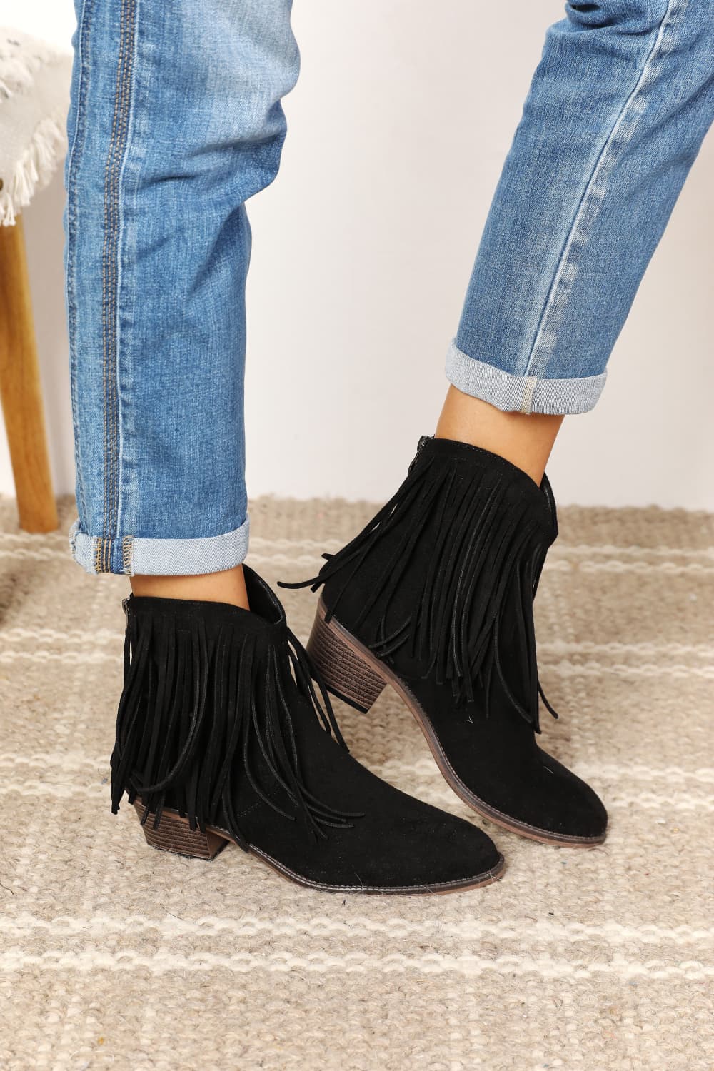 Fringe Western Ankle Boots