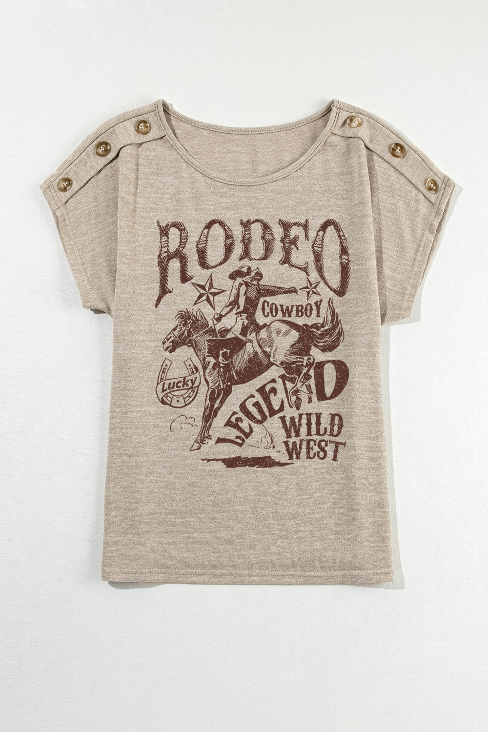Button Sleeve Rodeo Graphic T-Shirt