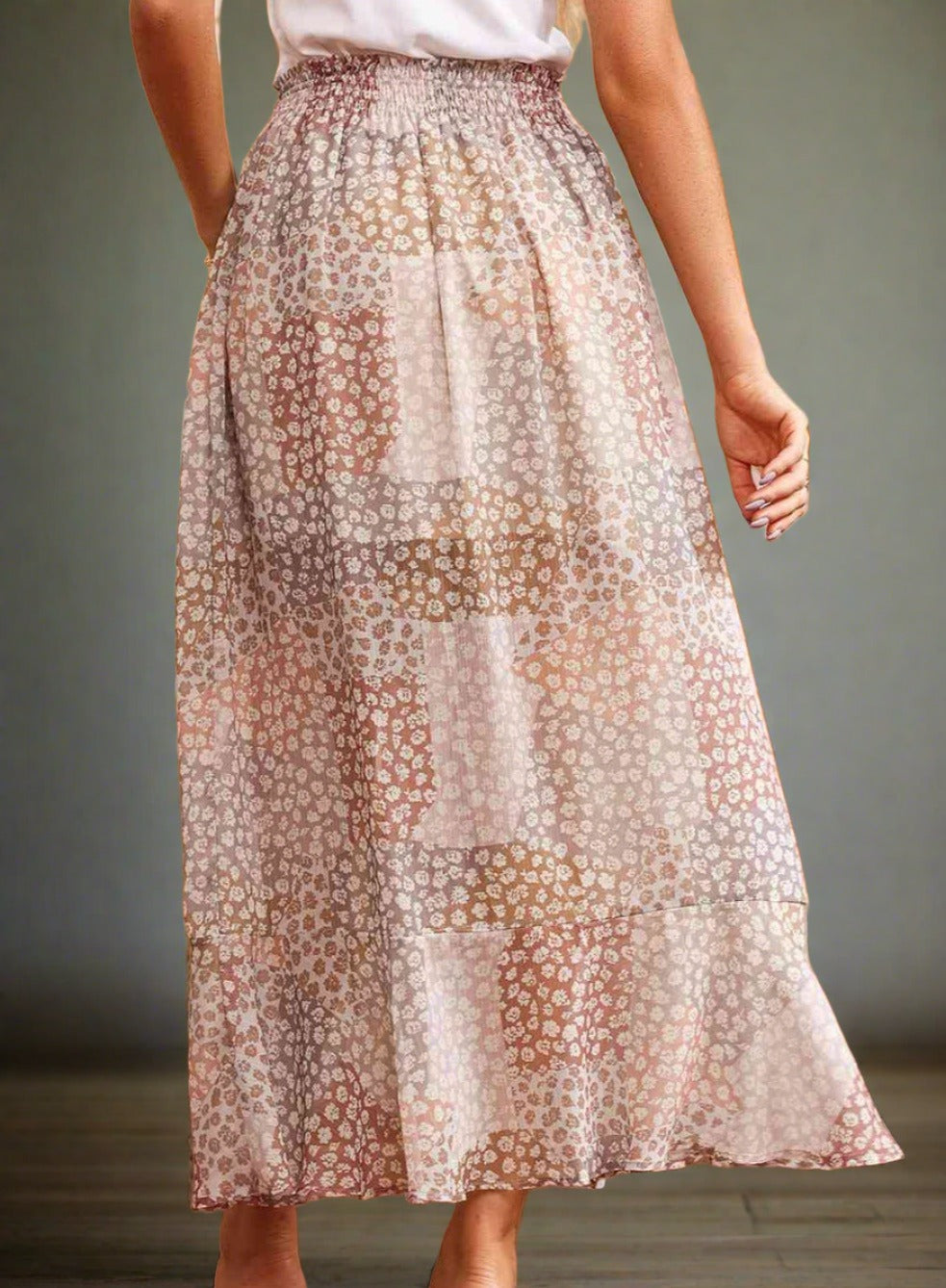 Floral Button-Front Skirt