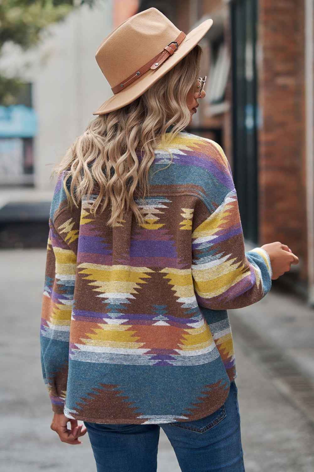 Boho Print Collared Jacket