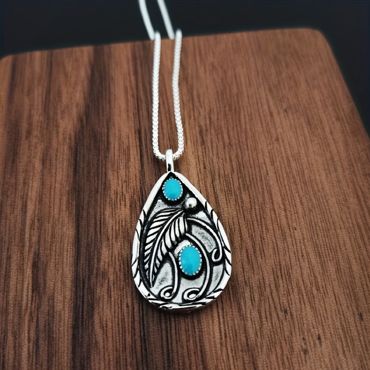 Turquoise Teardrop Pendant Necklace