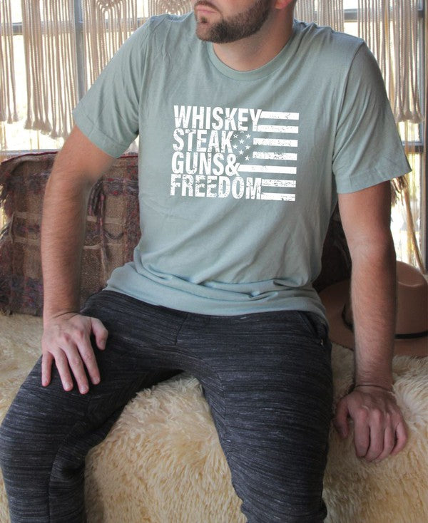 "Whiskey Steak Guns & Freedom" Tee