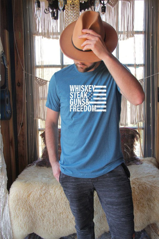 "Whiskey Steak Guns & Freedom" Tee