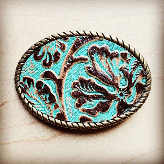 Rope Edge Turquoise Belt Buckle