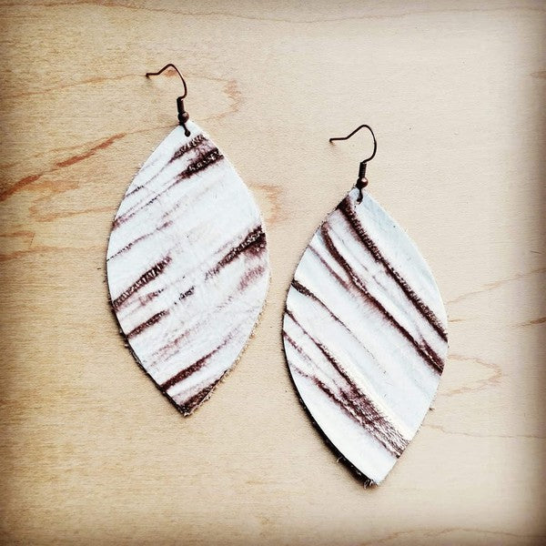 Leather Oval Leaf Earrings