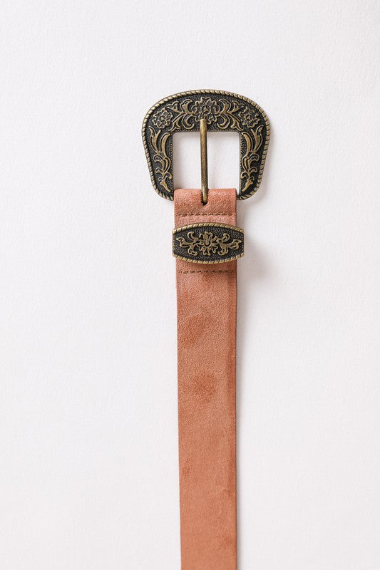 Suede Antique Gold Western Belt