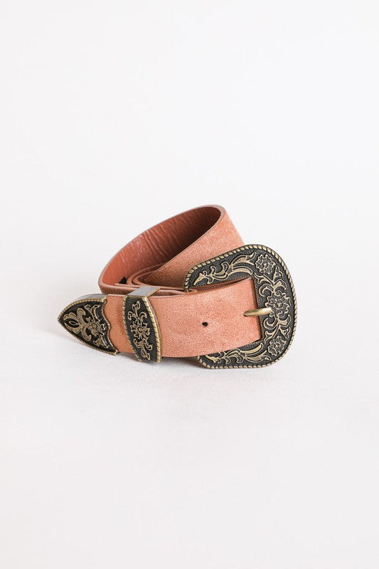 Suede Antique Gold Western Belt