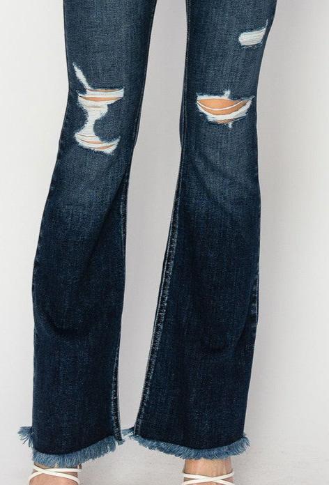 High Rise Frayed Hem Jeans