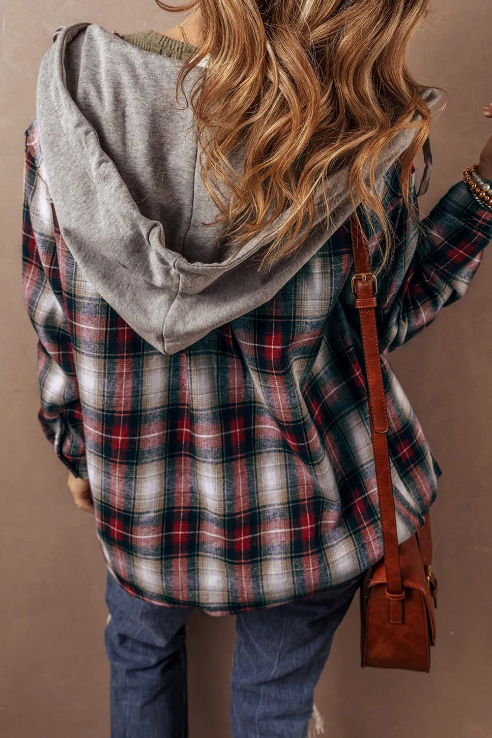 Plaid Button Up Hooded Jacket