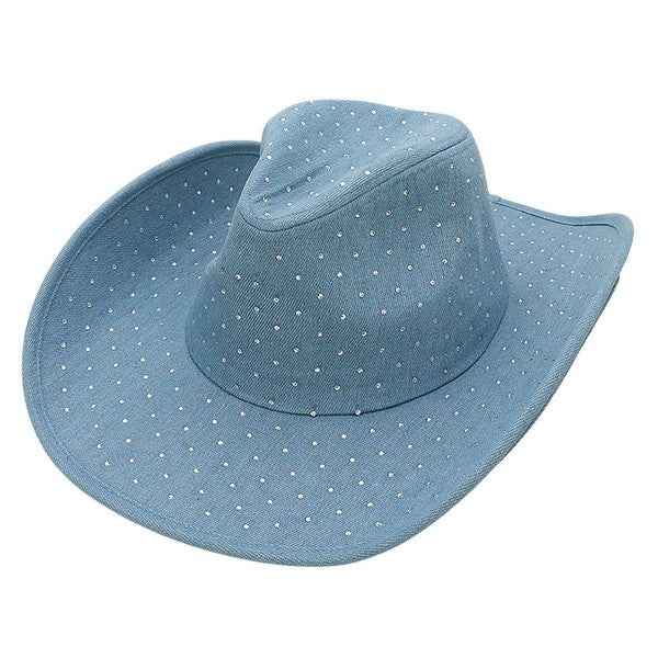 Denim Base Rhinestone Western Cowgirl Hat