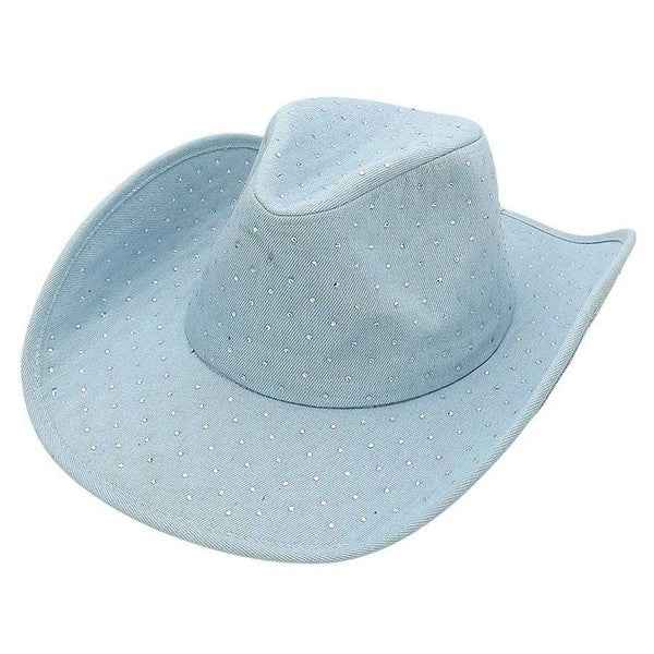 Denim Base Rhinestone Western Cowgirl Hat