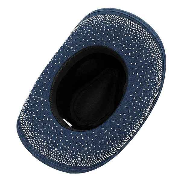 Denim Base Rhinestone Western Cowgirl Hat