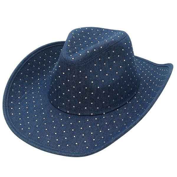 Denim Base Rhinestone Western Cowgirl Hat
