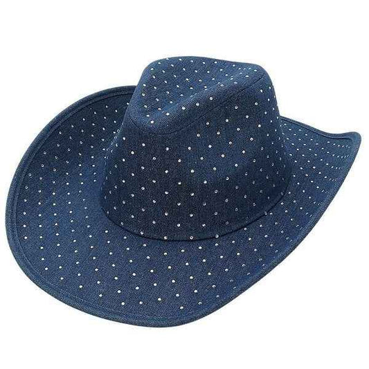 Denim Base Rhinestone Western Cowgirl Hat