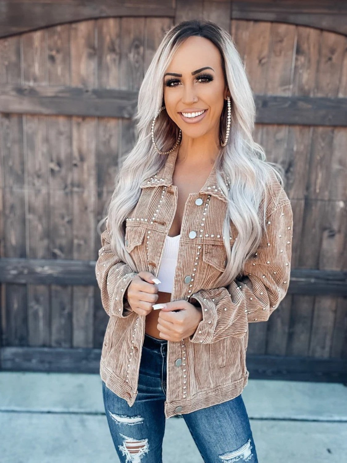 Studded Button Down Jacket