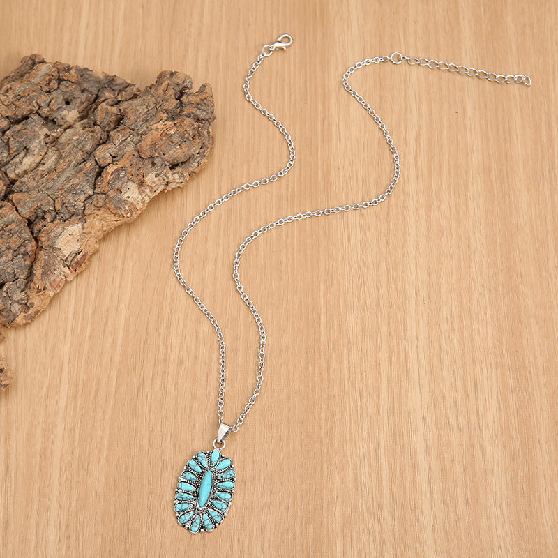 Turquoise Pendant Floral Necklace