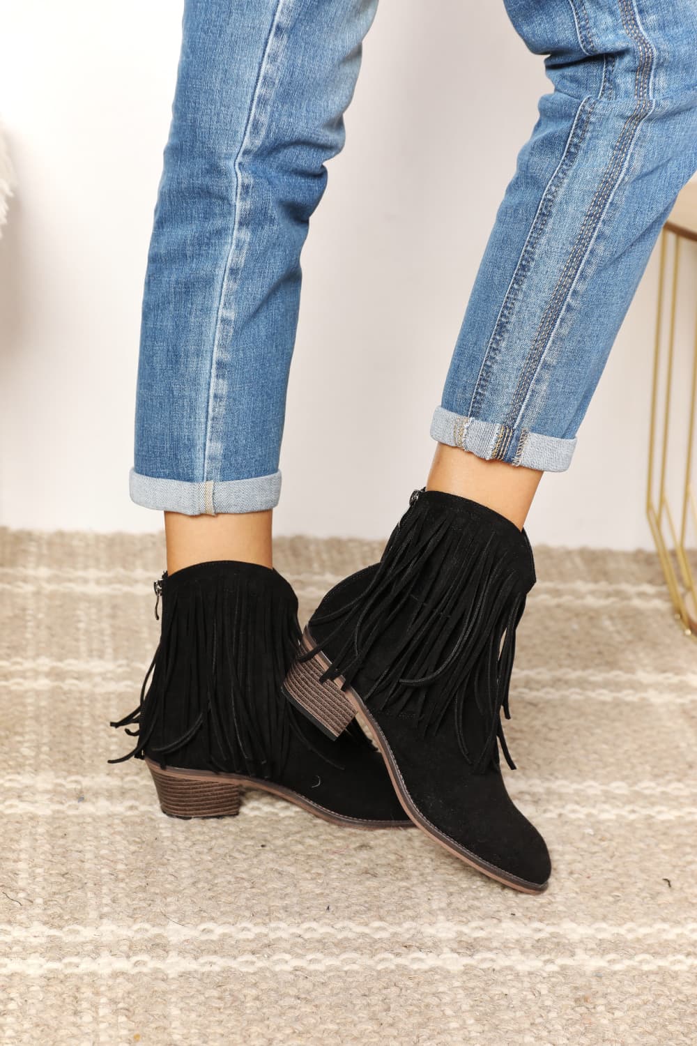 Fringe Cowboy Western Ankle Boots