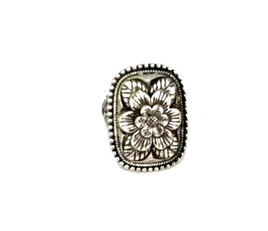 Western Flower Engraved Cuff Ring