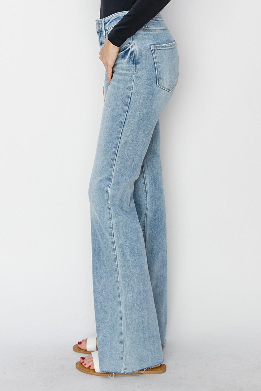 High Rise Raw Cut Bootcut Jeans