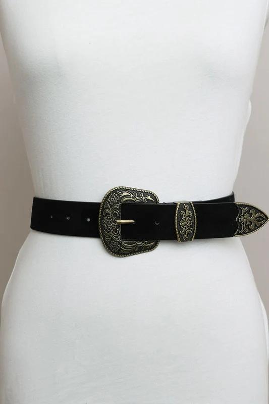 Suede Antique Gold Western Belt