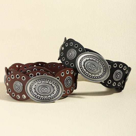 Oval Studded Western Belt