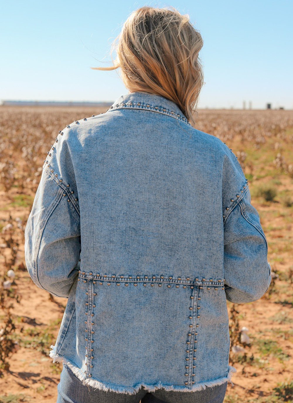 Studded Button Up Denim Jacket