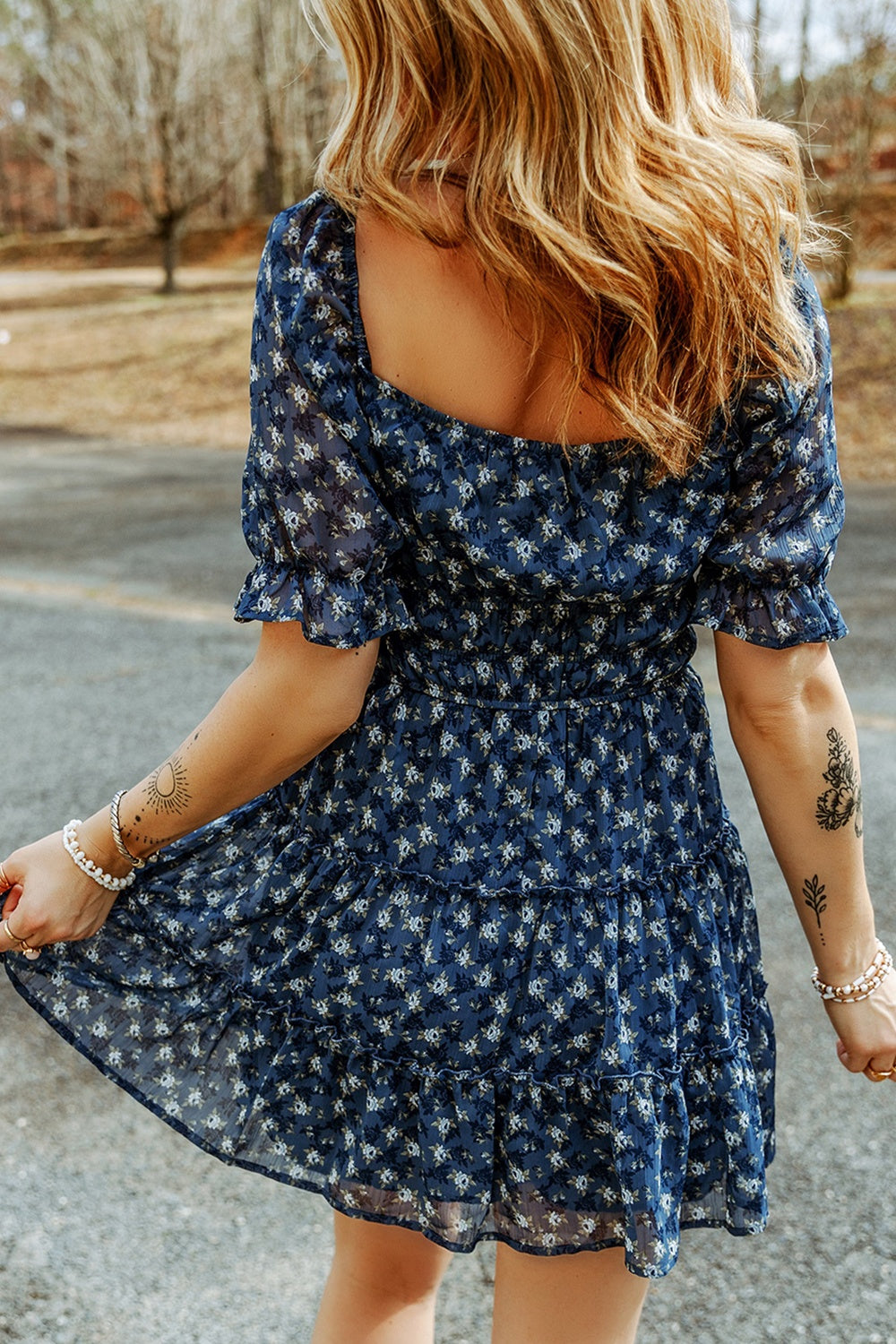 Floral Printed Country Western Dress
