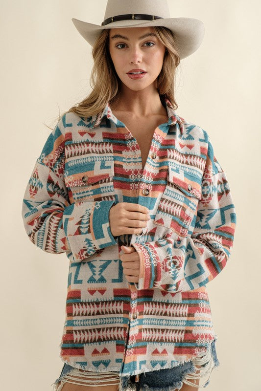 Frayed Aztec Western Jacket