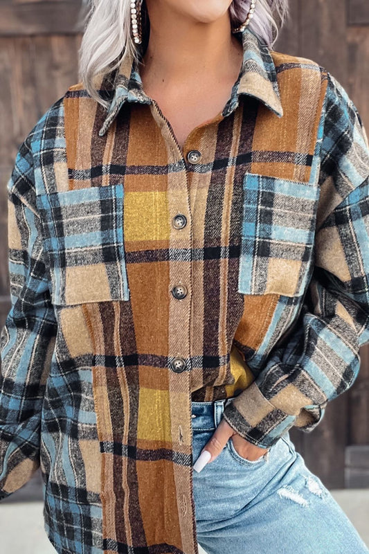 Plaid Collared Long Sleeve Flannel