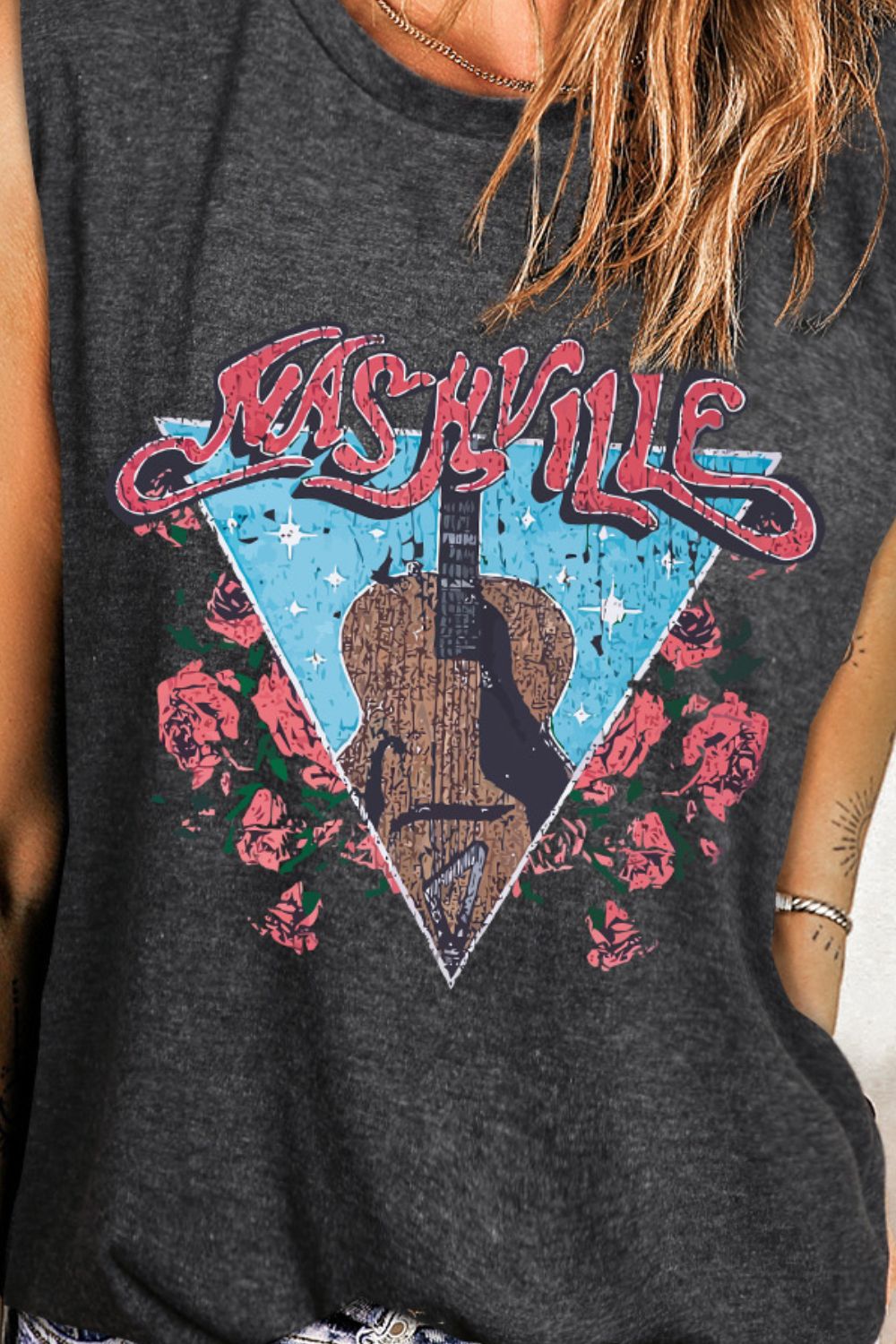 "NASHVILLE" Sleeveless Graphic T-Shirt