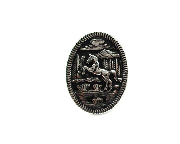 Horse Engraved Cuff Ring