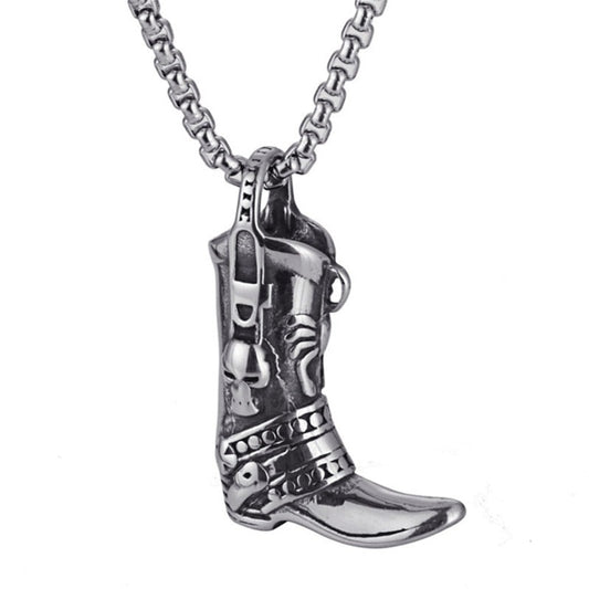 Stainless Steel Cowboy Boot Necklace