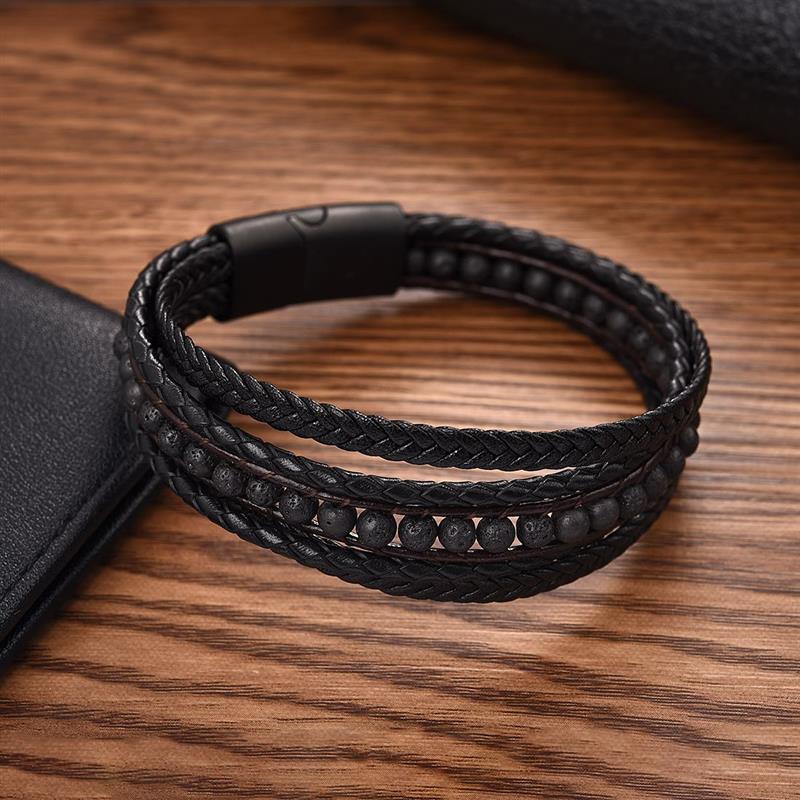 Men's Natural Stone Leather Bracelets