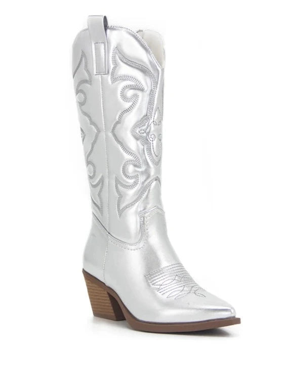 Embroidered Mid-Calf Western Boots