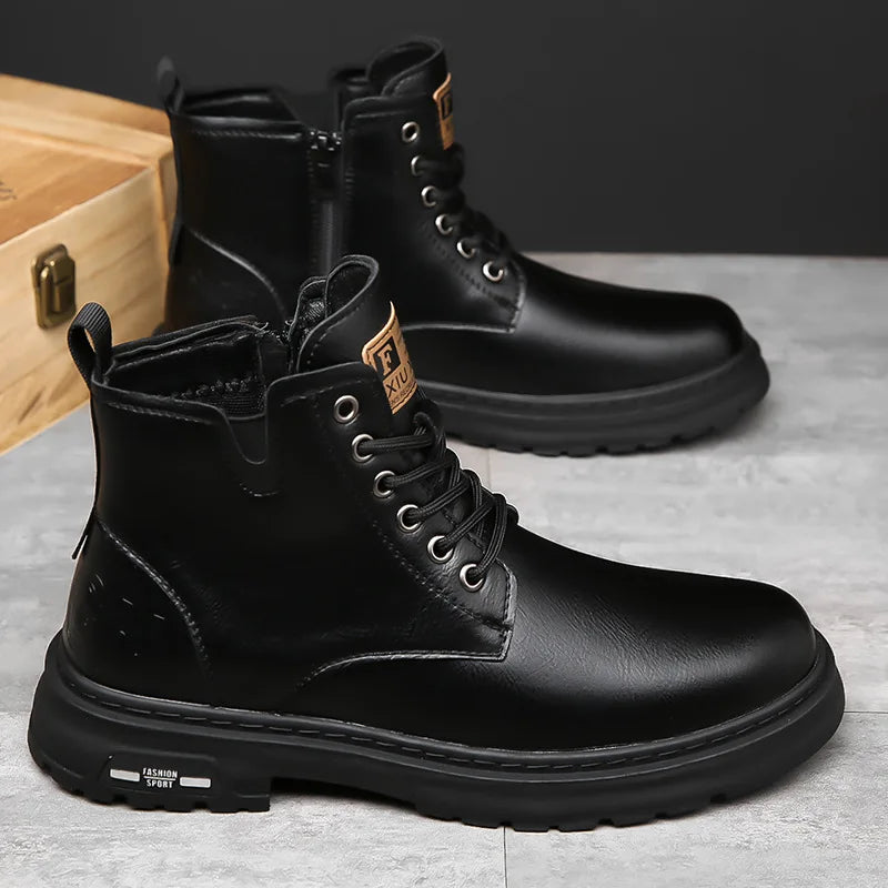 Men's Genuine Leather Lace Up Boots