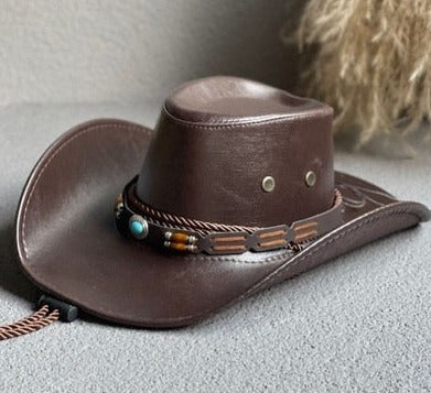 Faux Leather Western Cowboy Hats