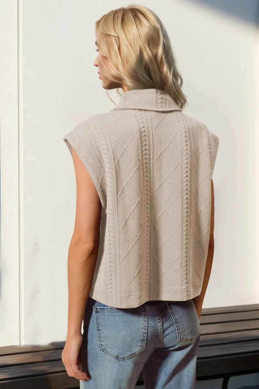 Snap Down Texture Crop Vest