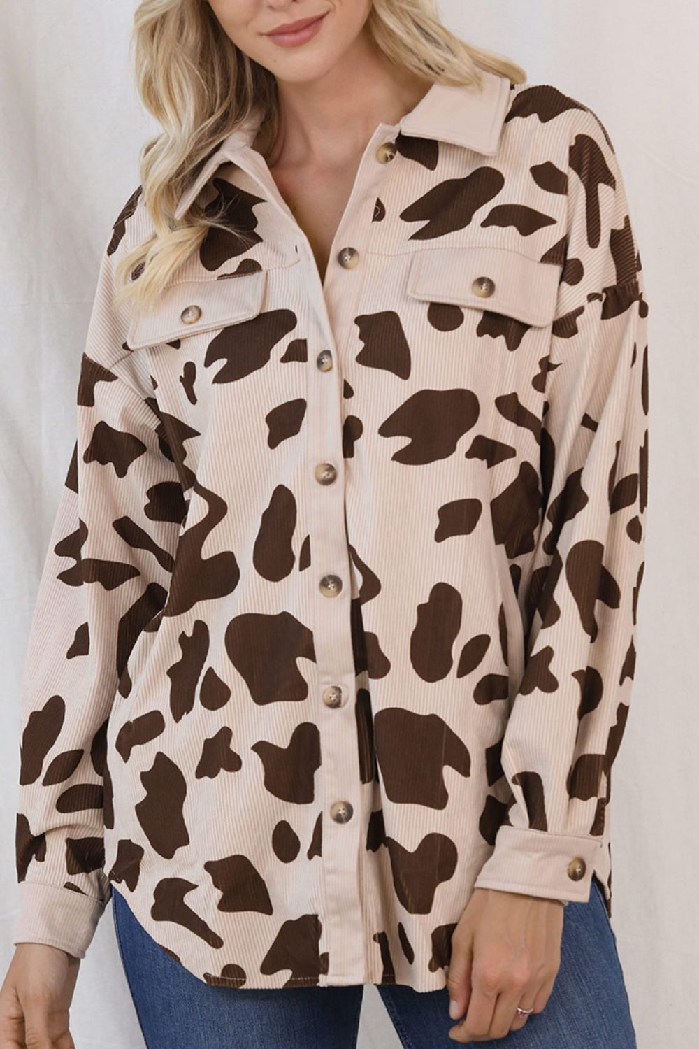 Cow Print Corduroy Shacket