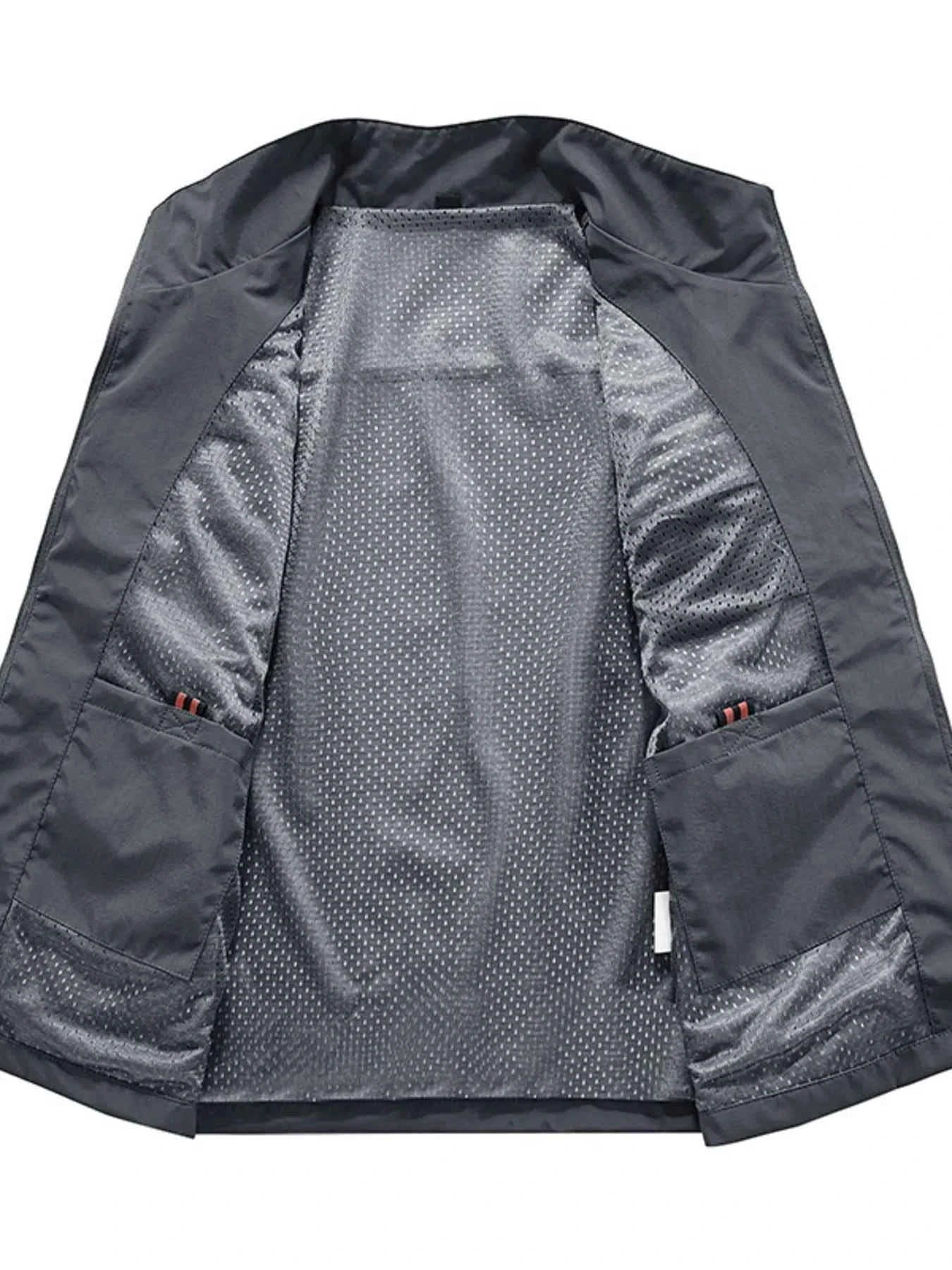 Men's Plus Size Multi-Pocket Zip Up Vest