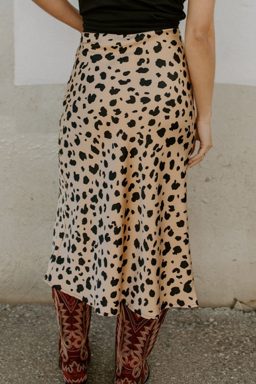 Animal Print Slit Skirt