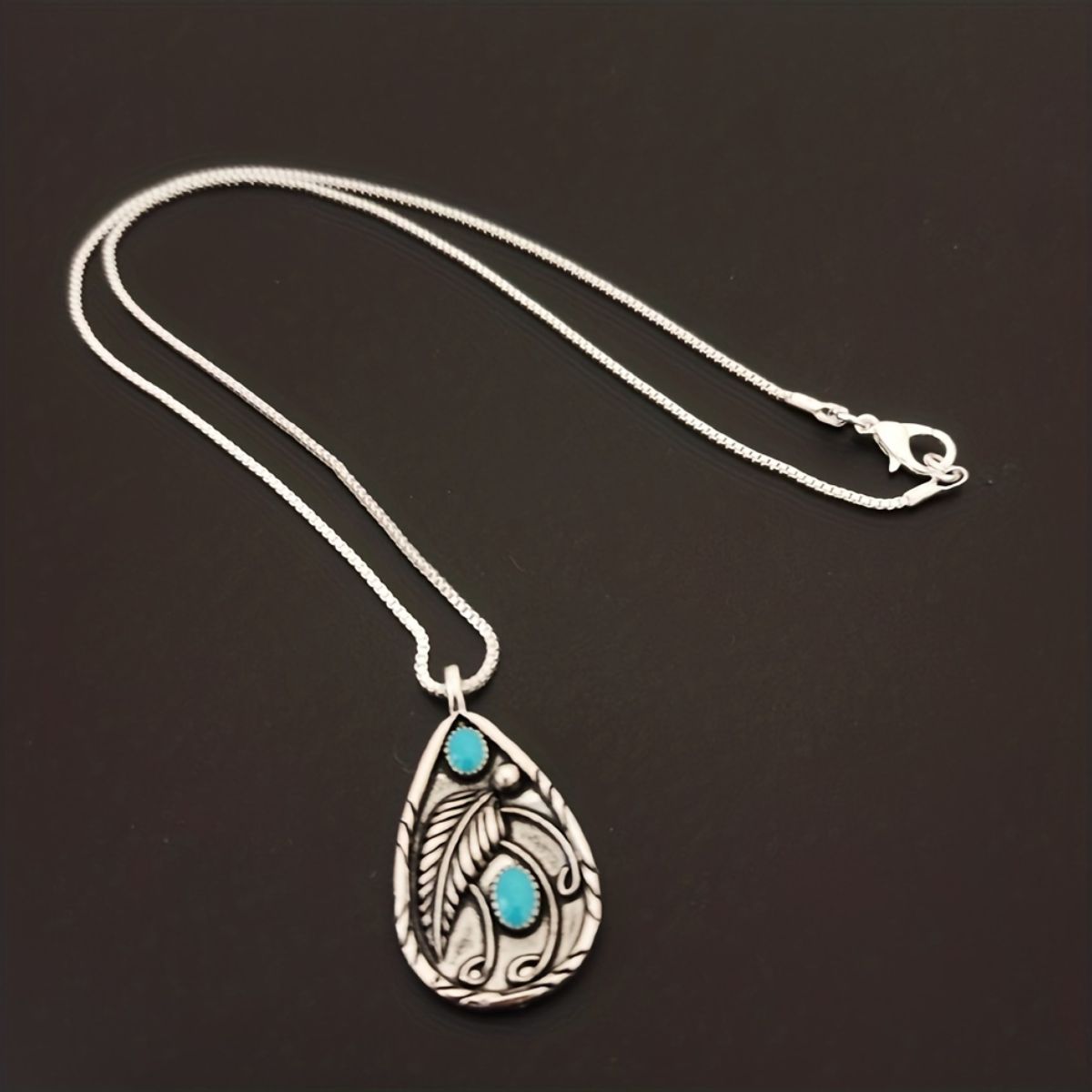 Turquoise Teardrop Pendant Necklace