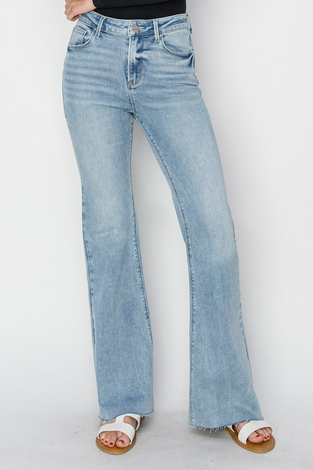 High Rise Raw Cut Bootcut Jeans