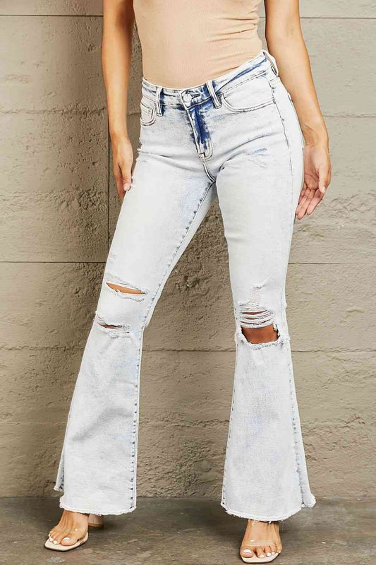Women's Mid-Rise Acid Wash Jeans