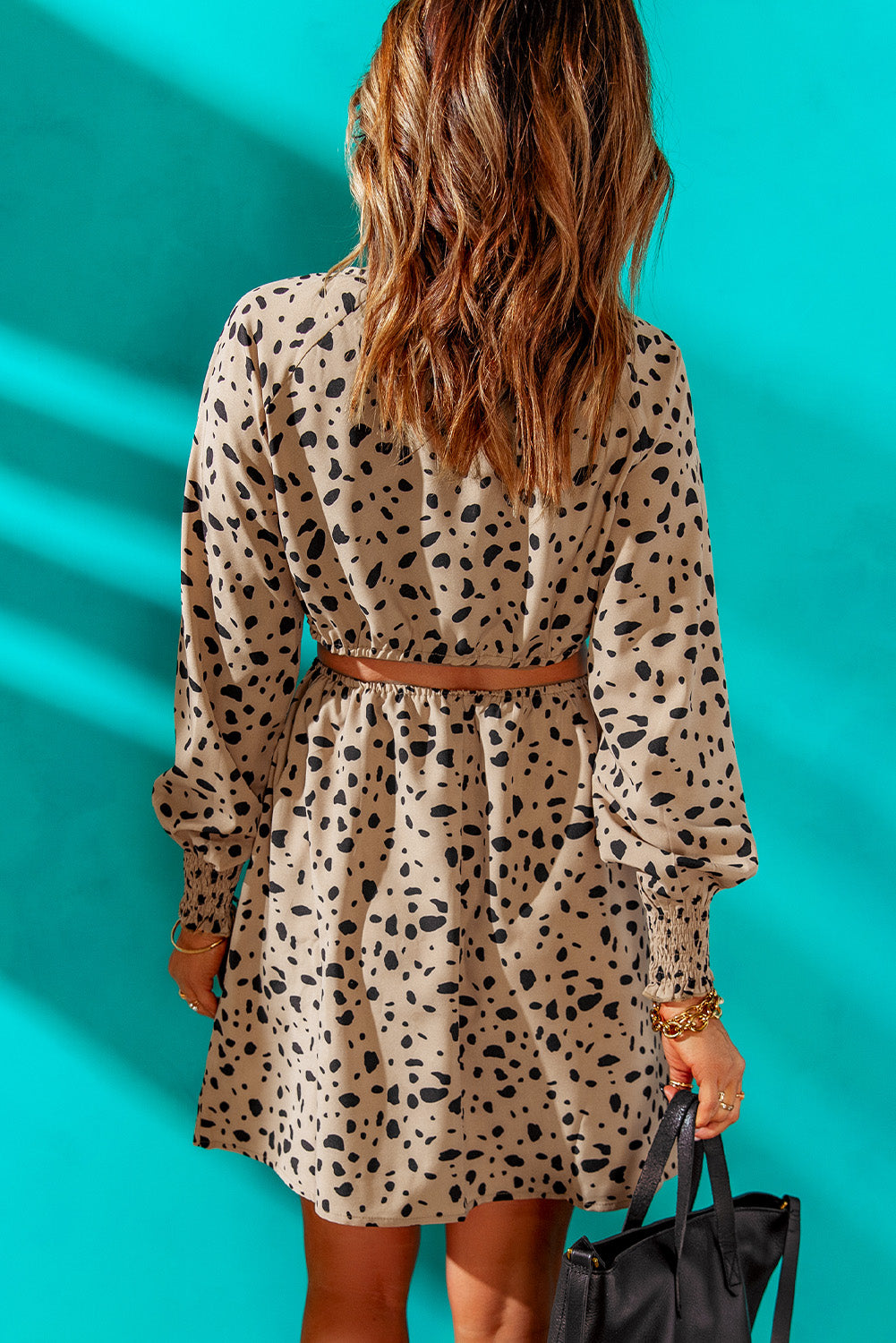 Speckled Print Cut-Out Dress