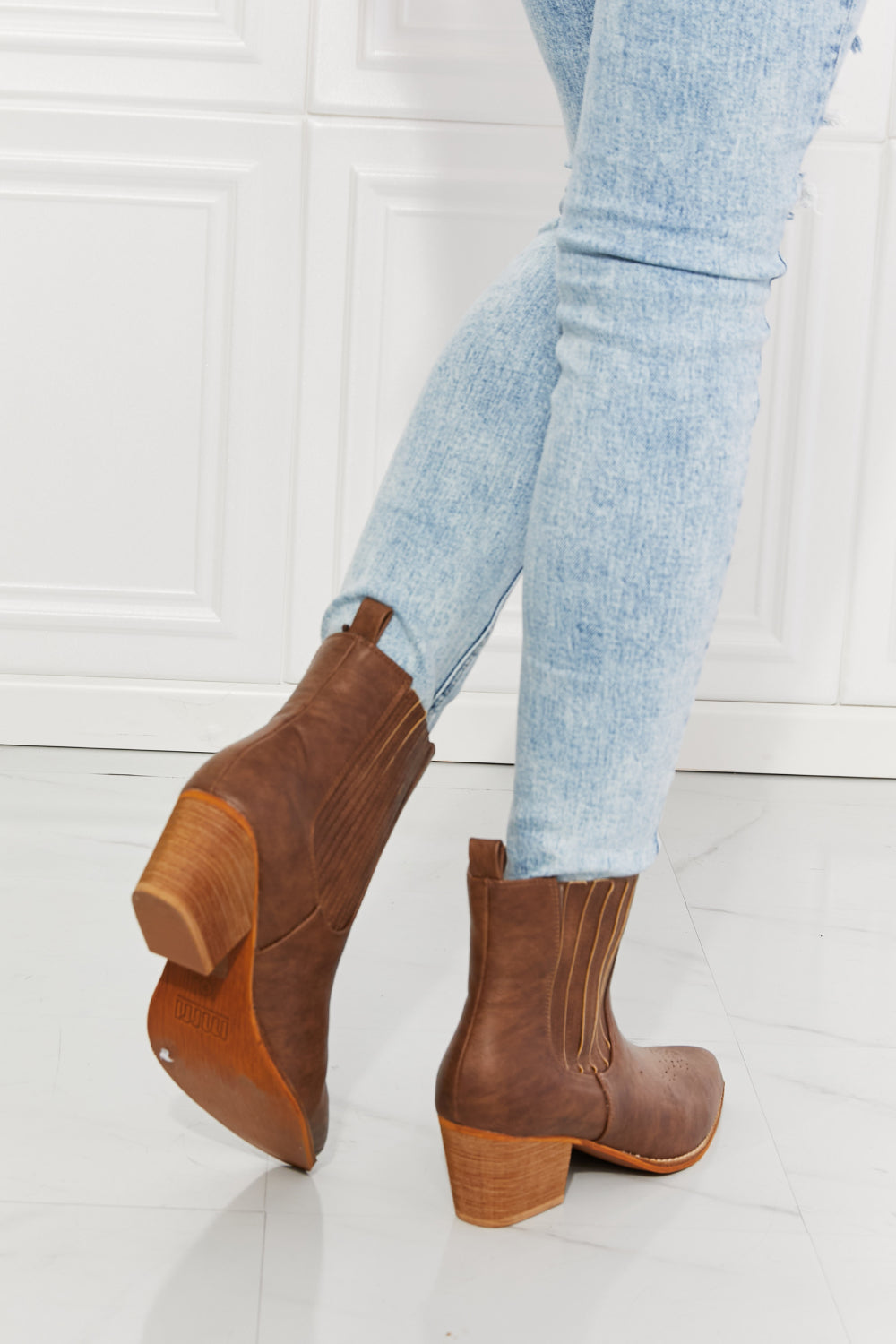 Stacked Heel Western Style Boots