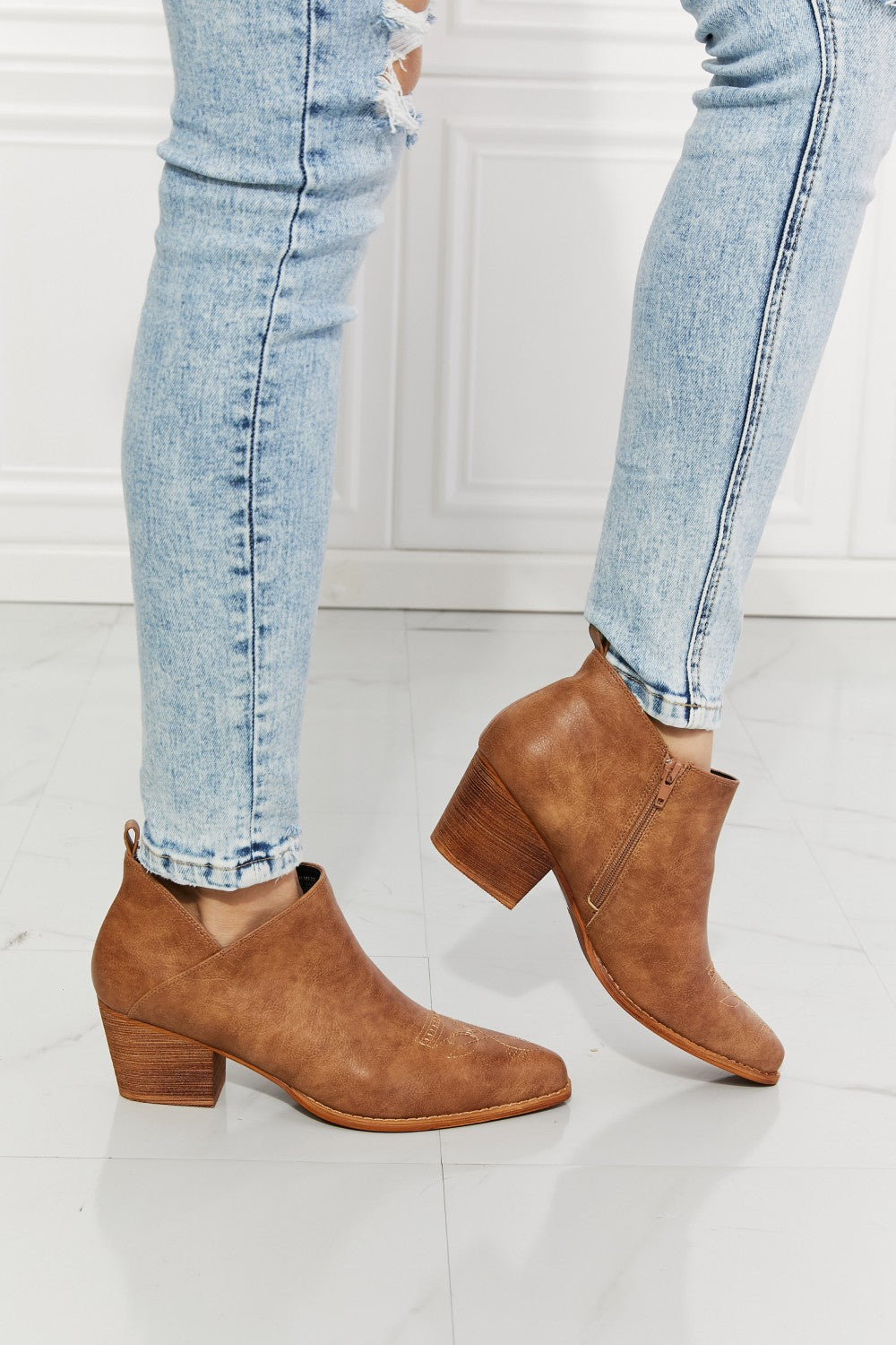 Leather Crossover Cowboy Booties